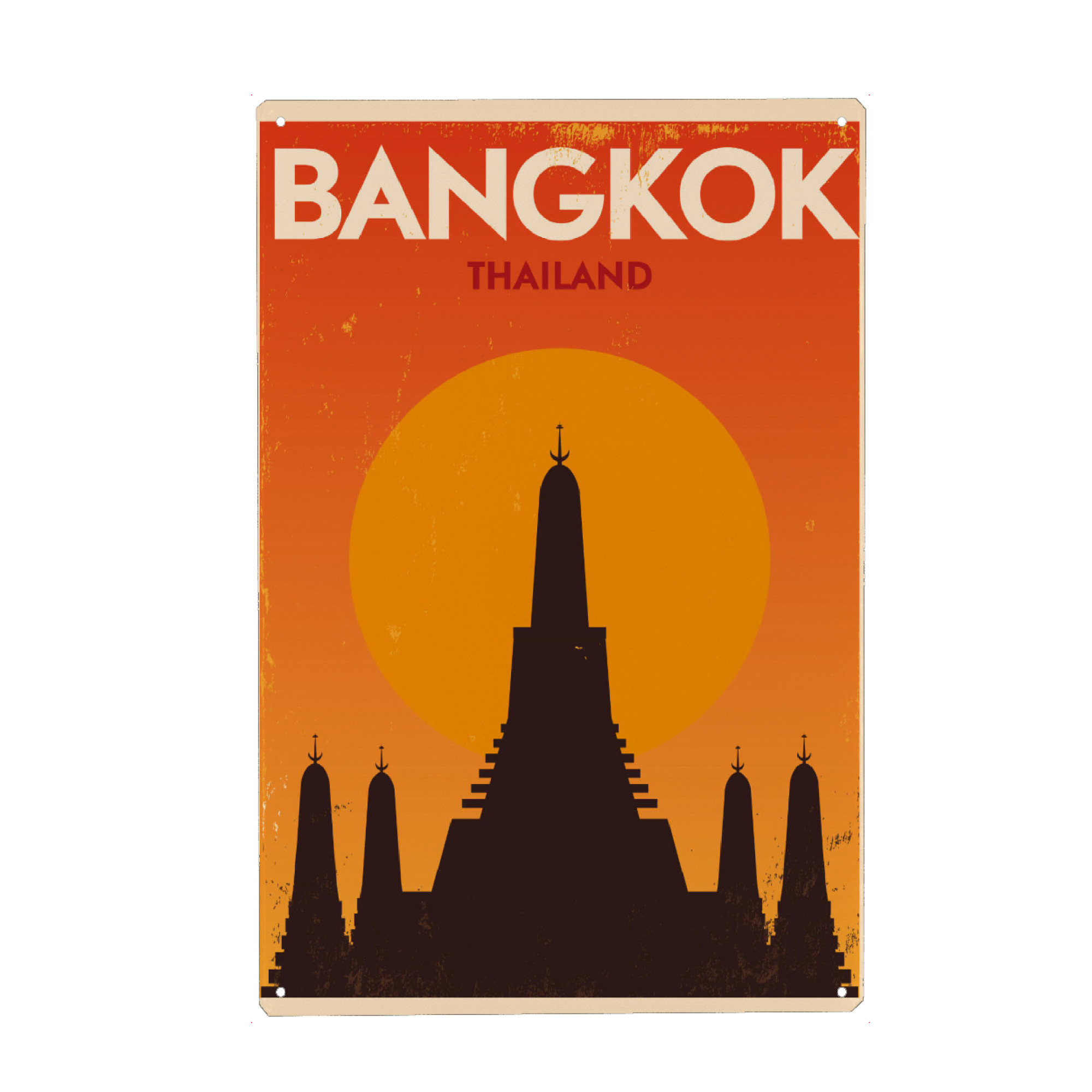 Metall Poster "Retro Bangkok" artboxONE - Städte,Reise,Reise / Strand und Meer,Reise / Länder