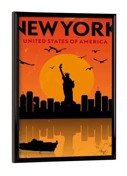 Poster mit schwarzem Rahmen "Retro New York" artboxONE - Städte,Städte / New York,Reise,Reise / Länder