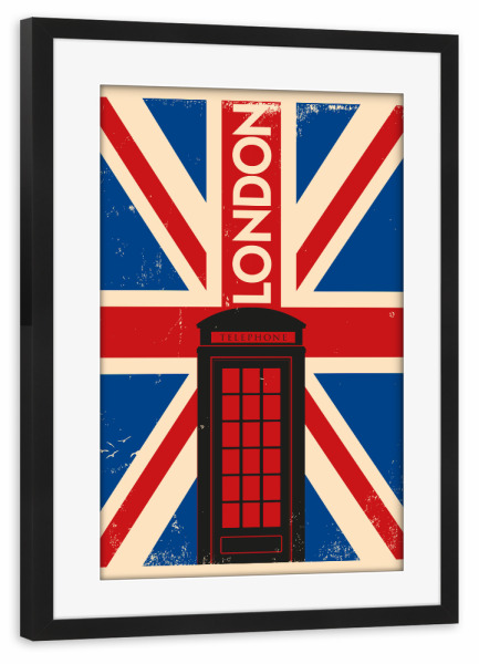 Poster mit Rahmen schwarz "Retro London" artboxONE - Städte,Städte / London,Reise,Reise / Länder