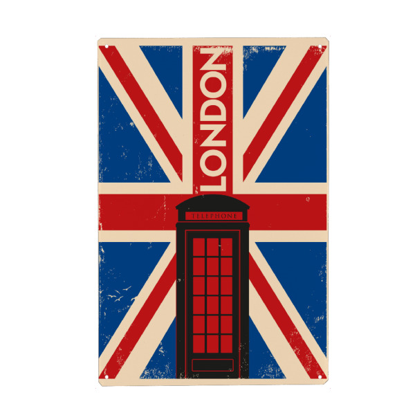 Metall Poster "Retro London" artboxONE - Städte,Städte / London,Reise,Reise / Länder