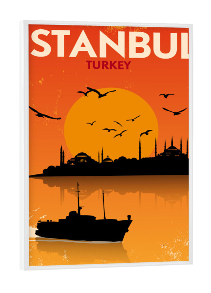 Poster mit weißem Rahmen "Retro Istanbul" artboxONE - Städte,Reise,Reise / Strand und Meer,Reise / Länder,Städte / Istanbul