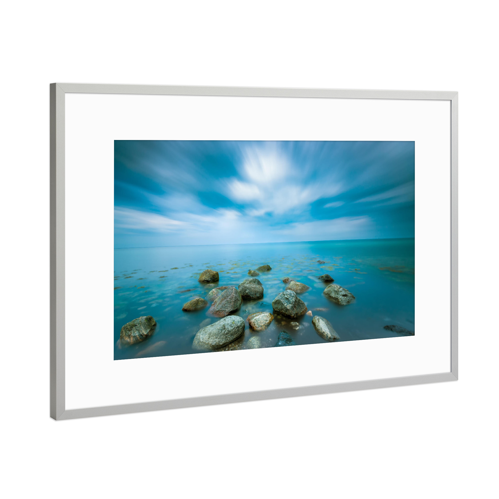 Poster mit Rahmen Silber "Steine im Meer" artboxONE - Natur,Reise,Reise / Strand und Meer