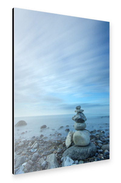 Alu-Dibond "Stein auf Stein am Meer" 30x20 cm artboxONE