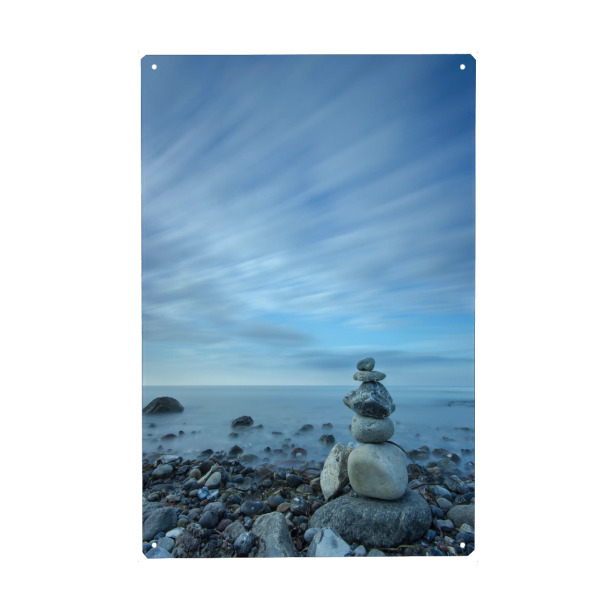 Metall Poster "Stein auf Stein am Meer" artboxONE - Natur,Reise,Reise / Strand und Meer