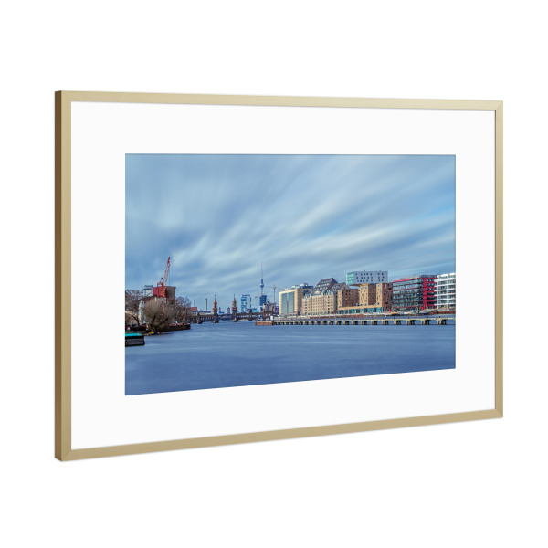 Poster mit Rahmen Gold "Berlin Osthafen 3" artboxONE - Städte / Berlin,Architektur