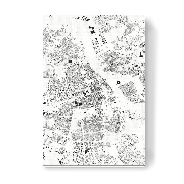 Leinwandbild "Warschau, Polen - Schwarzplan" artboxONE - Städte,Schwarzweiß,Kartografie