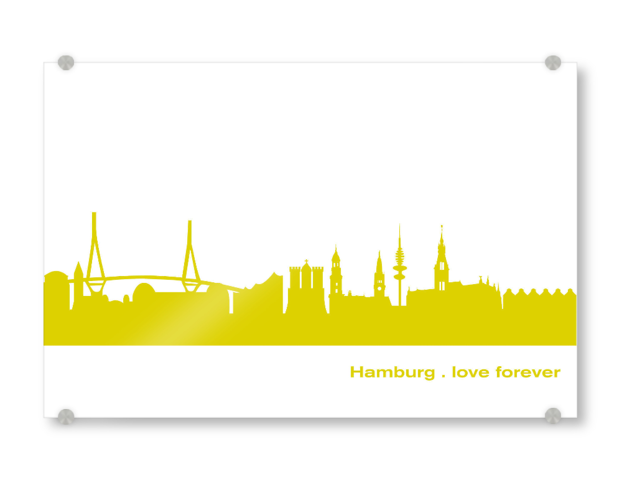 Acrylglasbild "Hamburg 06 Skyline Spring-Green Print monochrome" artboxONE - Städte,Städte / Hamburg,Abstrakt,Architektur