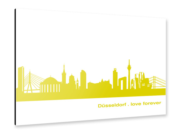 Alu-Dibond "Düsseldorf 06 Skyline Spring-Green Print monochrome" 30x20 cm artboxONE
