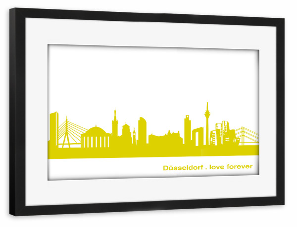 Poster mit Rahmen schwarz "Düsseldorf 06 Skyline Spring-Green Print monochrome" artboxONE - Städte,Abstrakt,Architektur,Städte / Düsseldorf