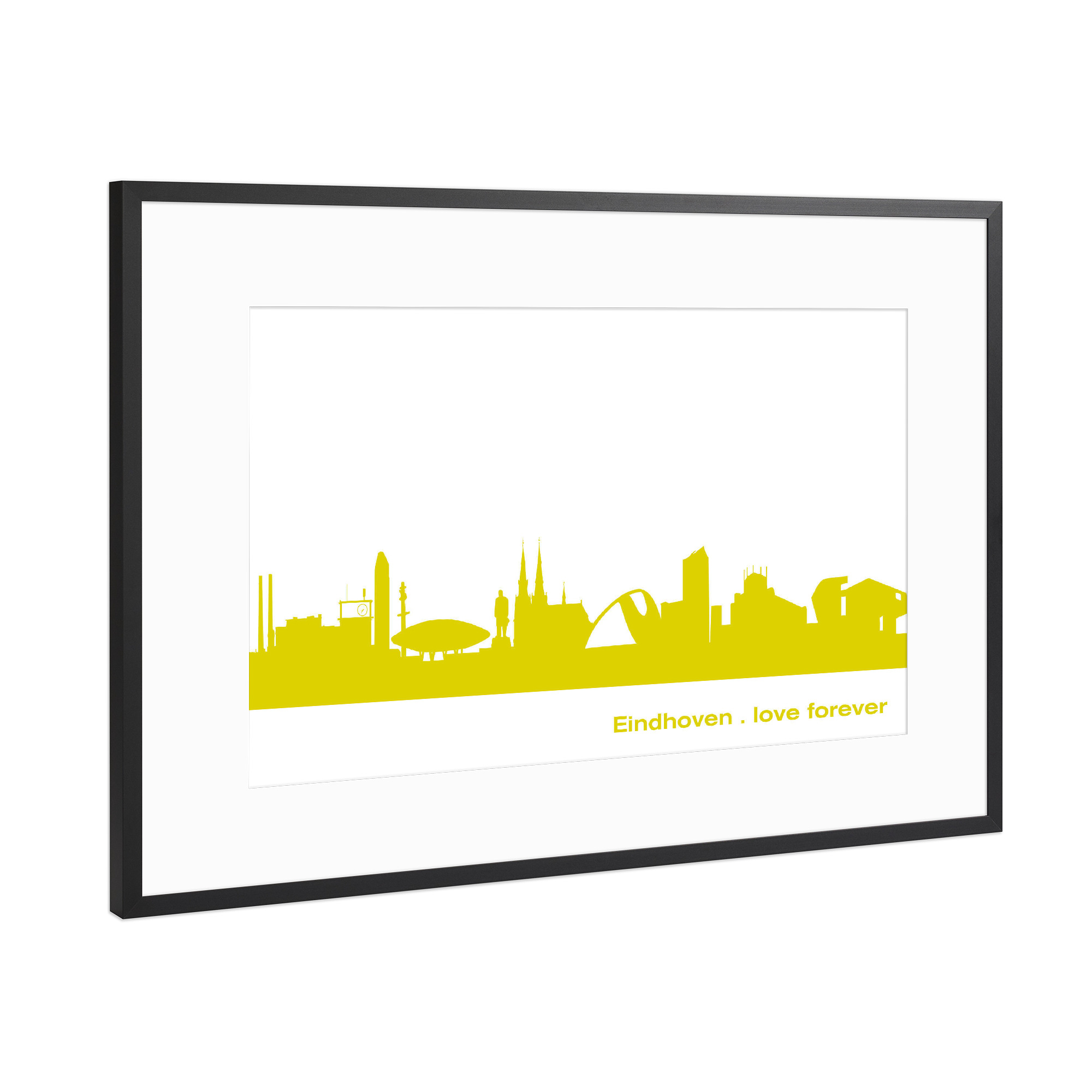 Poster mit Rahmen Schwarz (Metallic) "Eindhoven 06 Skyline Spring-Green Print monochrome" artboxONE - Städte,Abstrakt,Architektur,Städte / Weitere