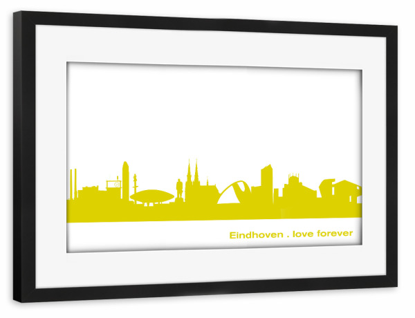 Poster mit Rahmen schwarz "Eindhoven 06 Skyline Spring-Green Print monochrome" artboxONE - Städte,Abstrakt,Architektur,Städte / Weitere