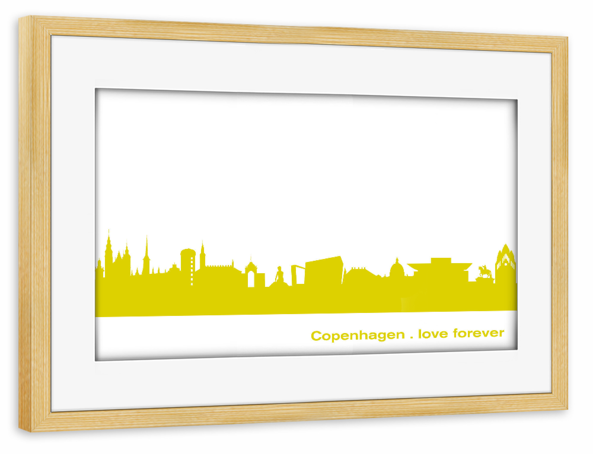 Poster mit Rahmen kiefer "Kopenhagen 06 Skyline Spring-Green Print monochrome" artboxONE - Städte,Abstrakt,Architektur,Städte / København