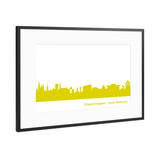 Poster mit Rahmen Schwarz (Metallic) "Kopenhagen 06 Skyline Spring-Green Print monochrome" artboxONE - Städte,Abstrakt,Architektur,Städte / København