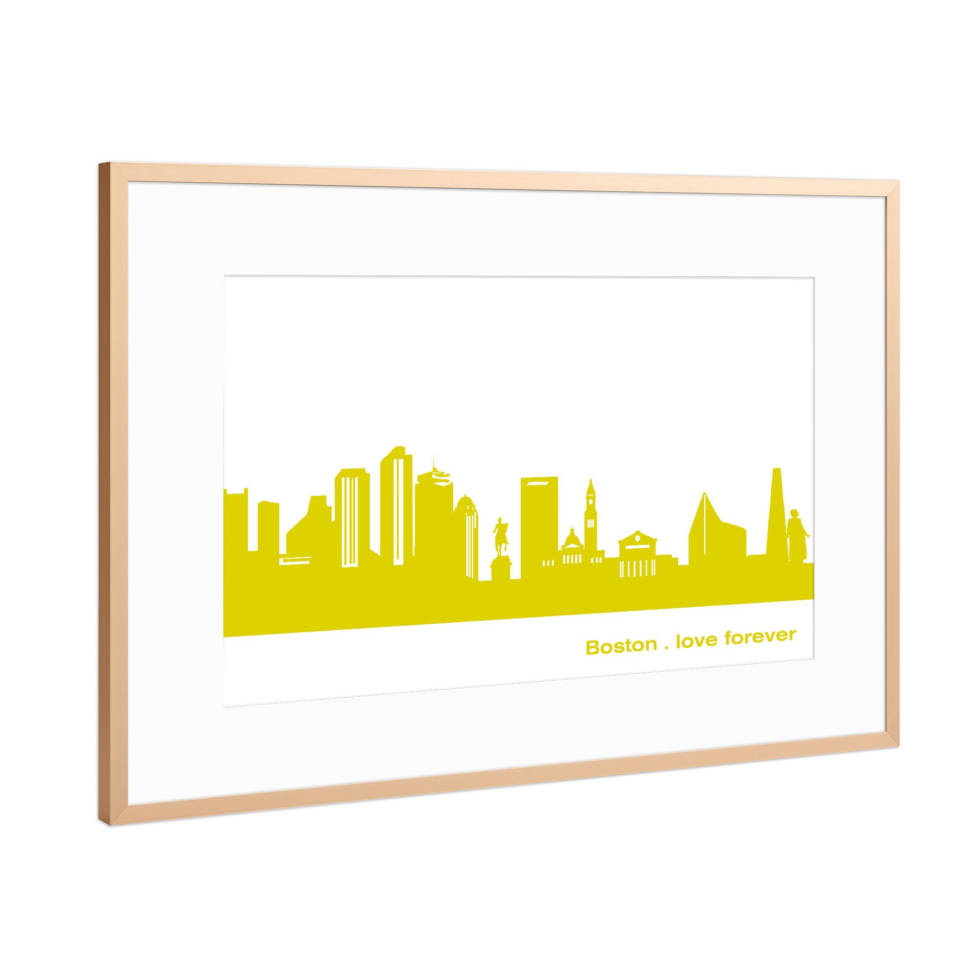 Poster mit Rahmen Kupfer "Boston 06 Skyline Spring-Green Print monochrome" artboxONE - Städte,Abstrakt,Architektur,Städte / Boston