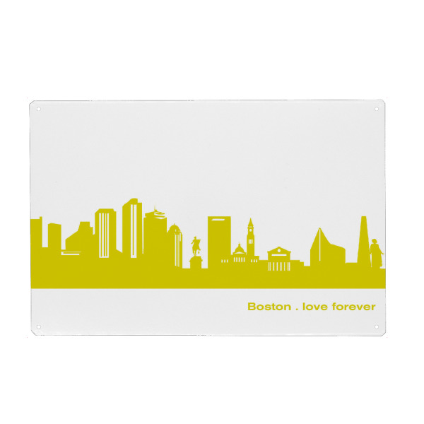 Metall Poster "Boston 06 Skyline Spring-Green Print monochrome" artboxONE - Städte,Abstrakt,Architektur,Städte / Boston