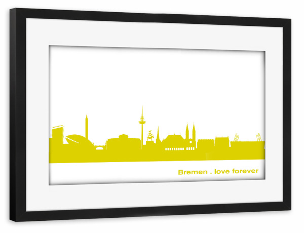 Poster mit Rahmen schwarz "Bremen 06 Skyline Spring-Green Print monochrome" artboxONE - Städte,Abstrakt,Architektur,Städte / Weitere