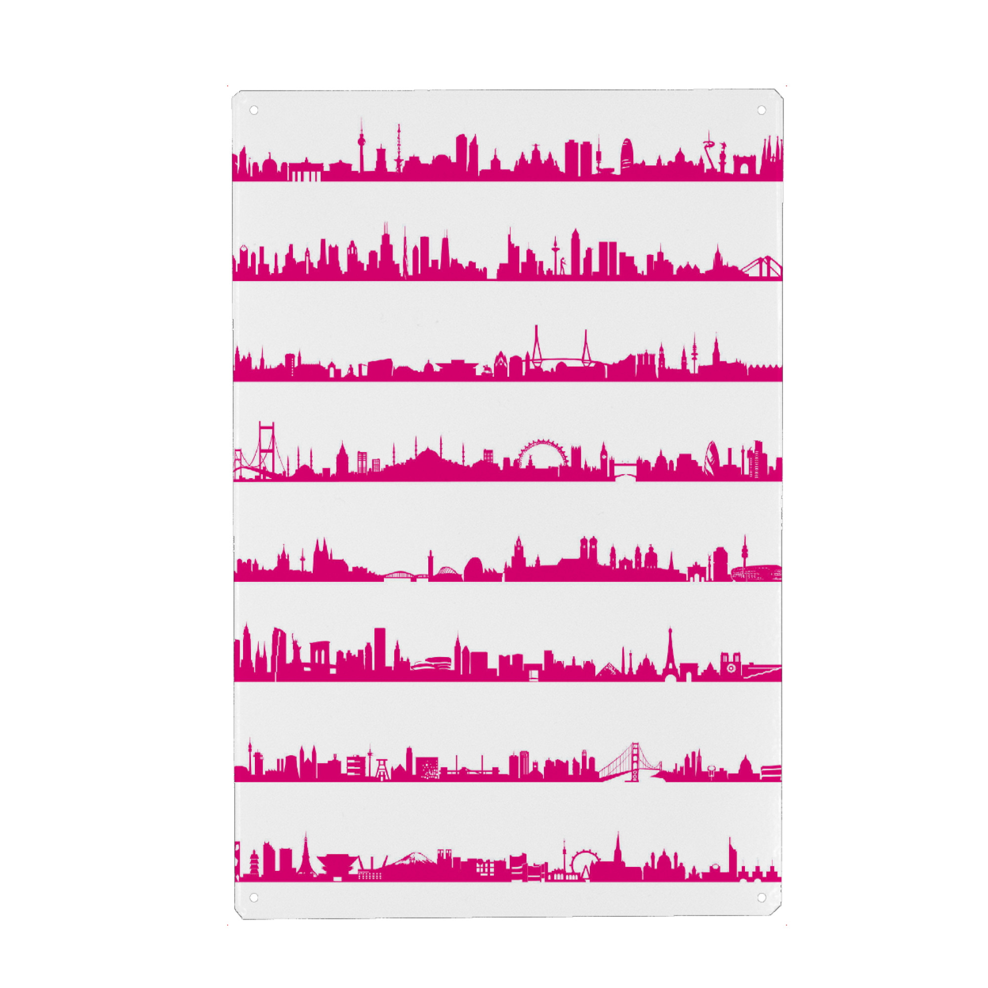 Holzbild "16 Metropolen in Hotpink" artboxONE - Städte,Abstrakt,Architektur,Städte / Weitere
