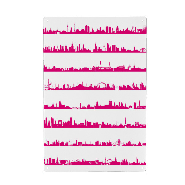 Holzbild "16 Metropolen in Hotpink" artboxONE - Städte,Abstrakt,Architektur,Städte / Weitere