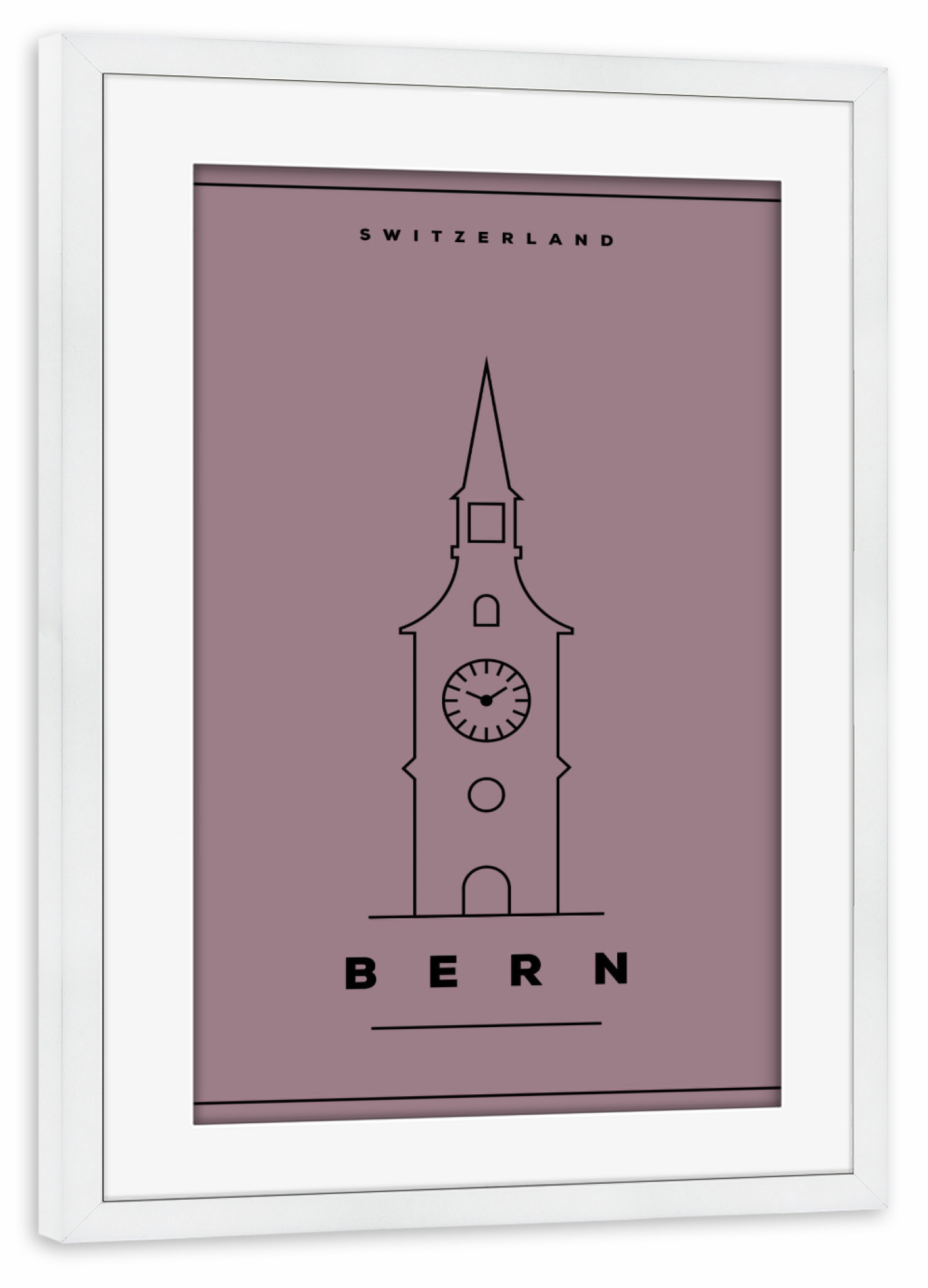 Poster mit Rahmen weiß "Minimal Bern" artboxONE - Städte,Reise,Reise / Länder