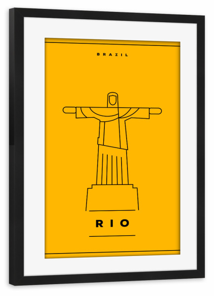 Poster mit Rahmen schwarz "Minimal Rio de Janeiro" artboxONE - Städte,Reise,Reise / Strand und Meer,Reise / Länder,Städte / Rio de Janeiro