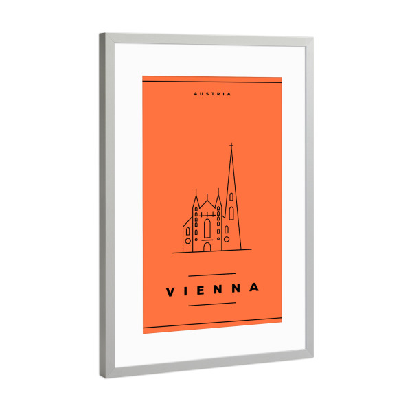 Poster mit Rahmen Silber "Minimal Vienna" artboxONE - Städte,Reise,Reise / Länder,Städte / Wien