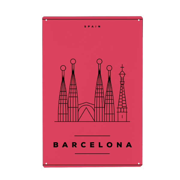 Holzbild "Minimal Barcelona" artboxONE - Städte,Reise,Reise / Länder,Städte / Barcelona