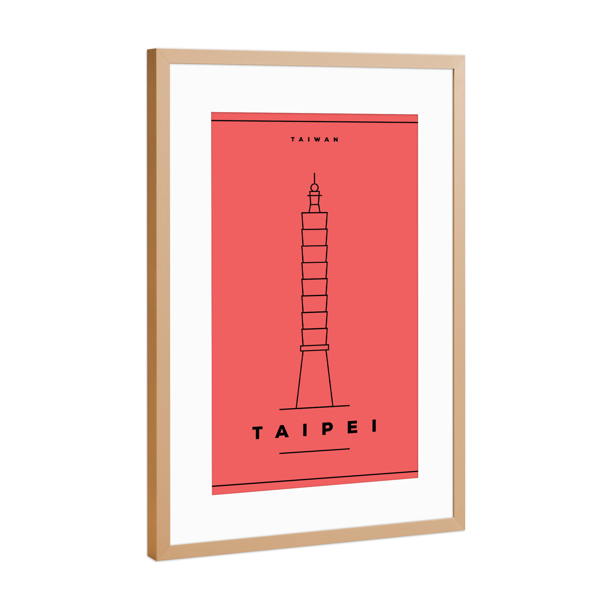 Poster mit Rahmen Kupfer "Minimal Taipei" artboxONE - Städte,Reise,Reise / Asien,Städte / Weitere