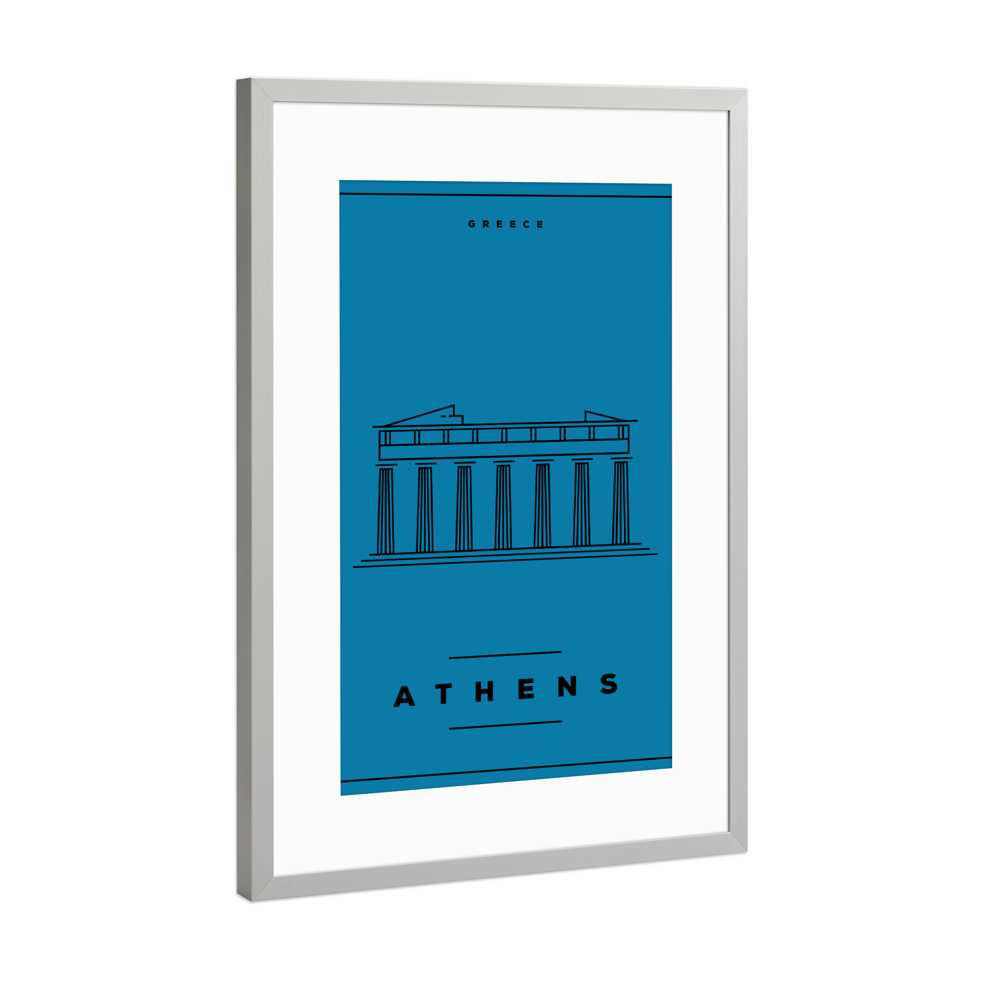 Poster mit Rahmen Silber "Minimal Athens" artboxONE - Städte,Reise,Reise / Länder