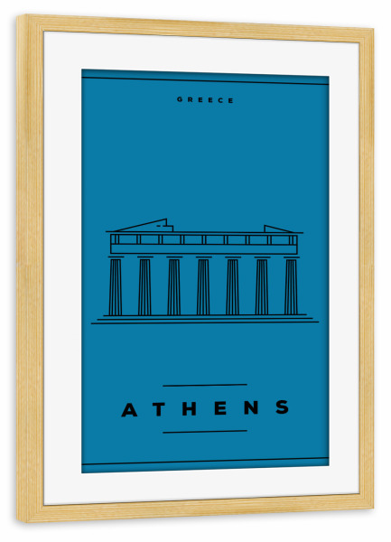 Poster mit Rahmen kiefer "Minimal Athens" artboxONE - Städte,Reise,Reise / Länder