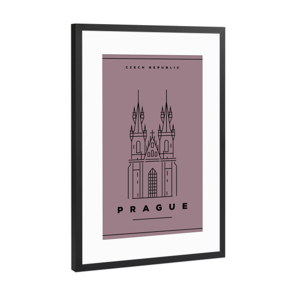 Poster mit Rahmen Schwarz (Metallic) "Minimal Prague" artboxONE - Städte,Reise,Städte / Prag
