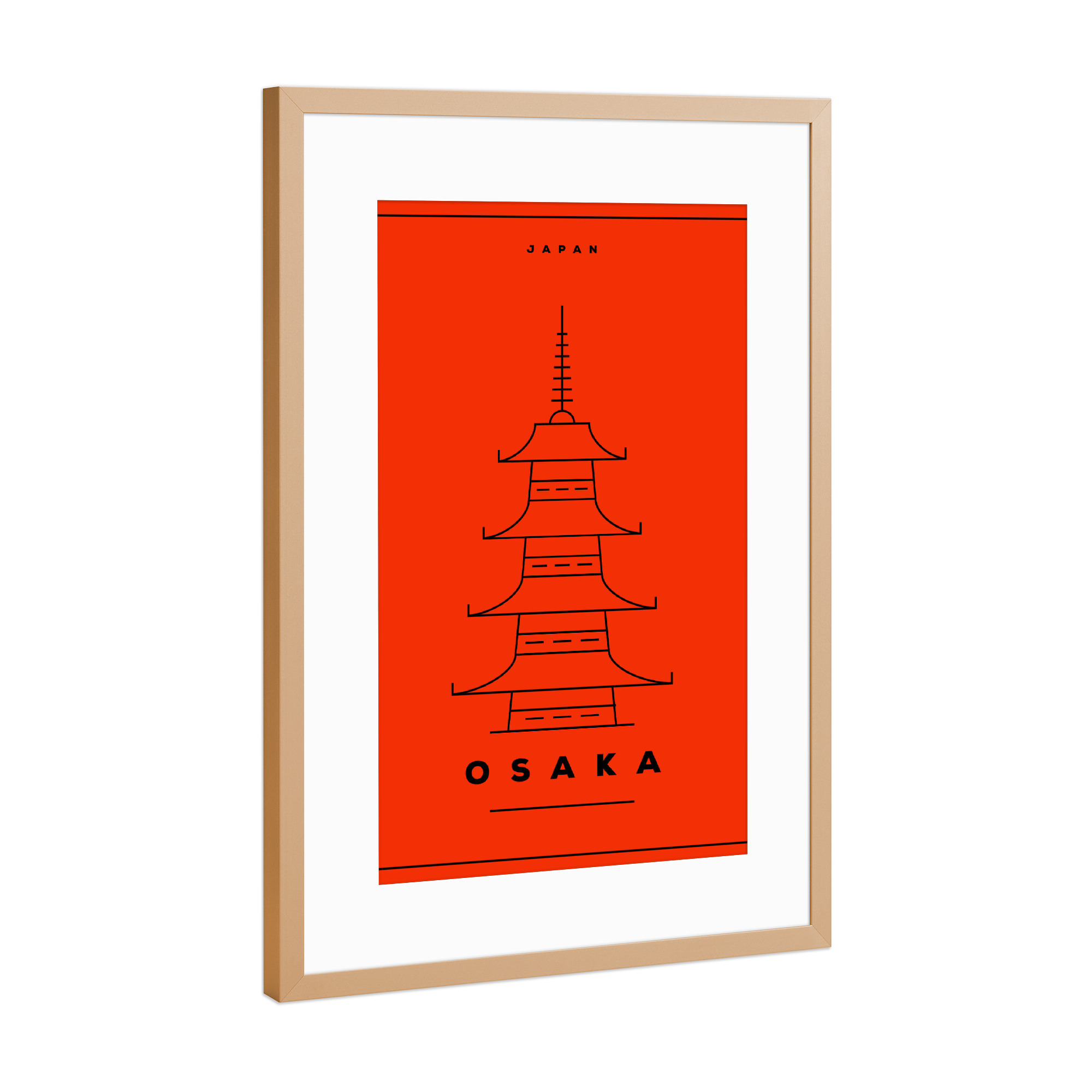 Poster mit Rahmen Kupfer "Minimal Osaka" artboxONE - Städte,Reise,Reise / Asien,Reise / Länder,Städte / Weitere