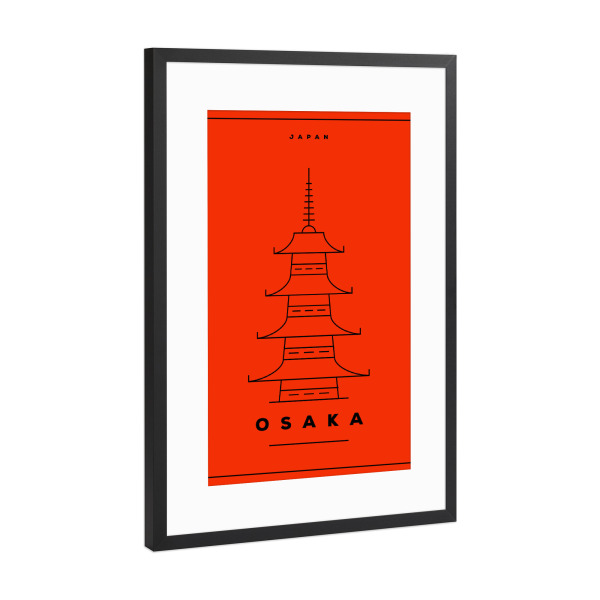 Poster mit Rahmen Schwarz (Metallic) "Minimal Osaka" artboxONE - Städte,Reise,Reise / Asien,Reise / Länder,Städte / Weitere