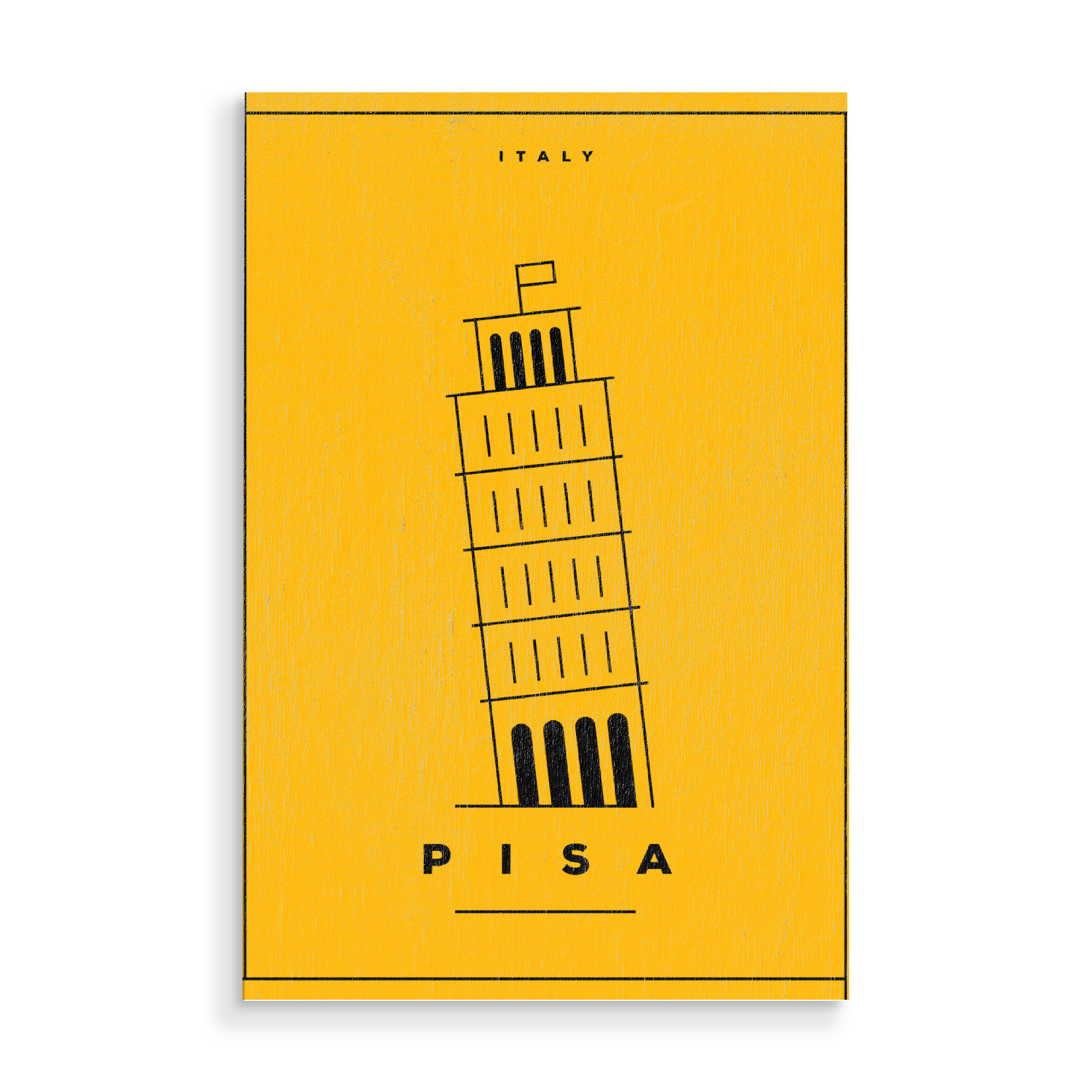 Holzbild "Minimal Pisa Poster" artboxONE - Städte - Minimal,Pisa,Pisa,Tower,Italy,Design,City,Italien,Sehenswürdigkeit,Schiefer turm