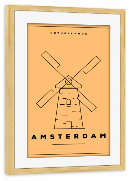 Poster mit Rahmen kiefer "Minimal Amsterdam Poster" artboxONE - Städte,Reise,Städte / Amsterdam