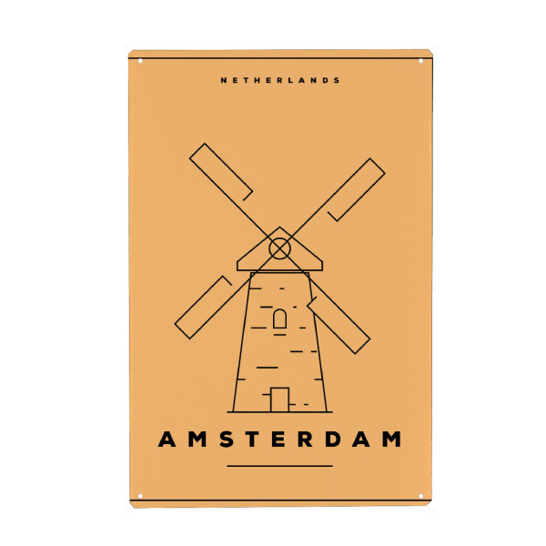 Metall Poster "Minimal Amsterdam Poster" artboxONE - Städte,Reise,Städte / Amsterdam