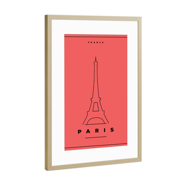 Poster mit Rahmen Gold "Minimal Paris" artboxONE - Städte,Reise,Städte / Paris,Liebe