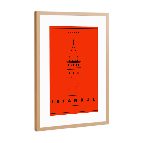 Poster mit Rahmen Kupfer "Minimal Istanbul Poster" artboxONE - Städte,Reise,Städte / Istanbul