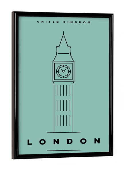 Poster mit schwarzem Rahmen "Minimal London" artboxONE - Städte,Städte / London