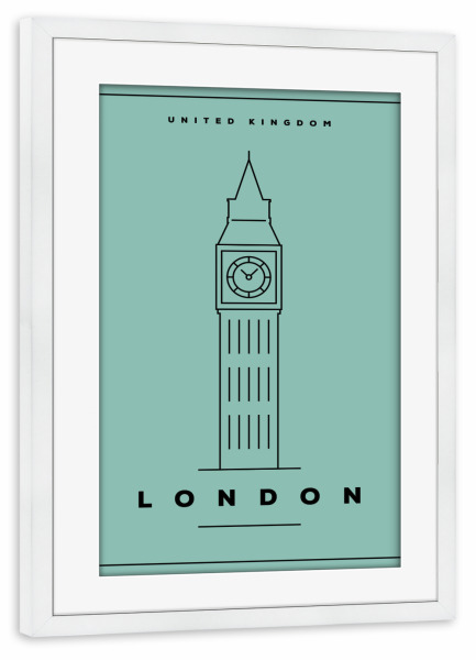 Poster mit Rahmen weiß "Minimal London" artboxONE - Städte,Städte / London