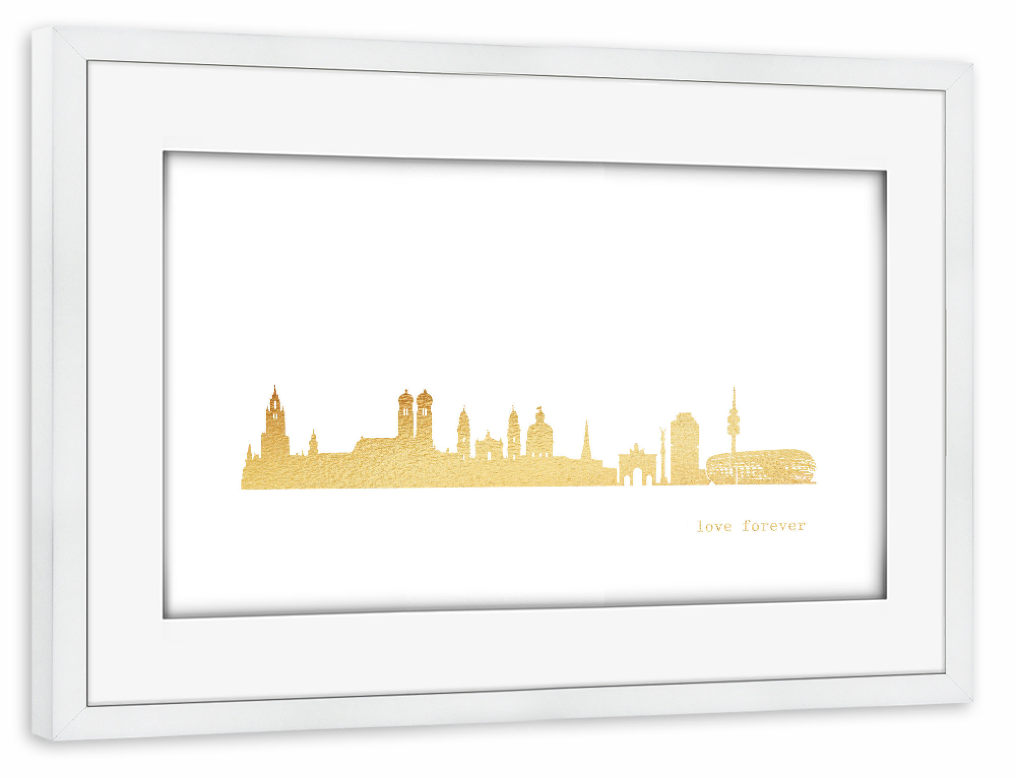 Poster mit Rahmen weiß "MÜNCHEN GOLD Print Love" artboxONE - Städte,Städte / München,Reise,Architektur