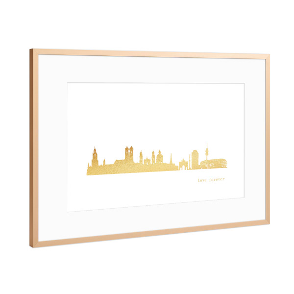 Poster mit Rahmen Kupfer "MÜNCHEN GOLD Print Love" artboxONE - Städte,Städte / München,Reise,Architektur