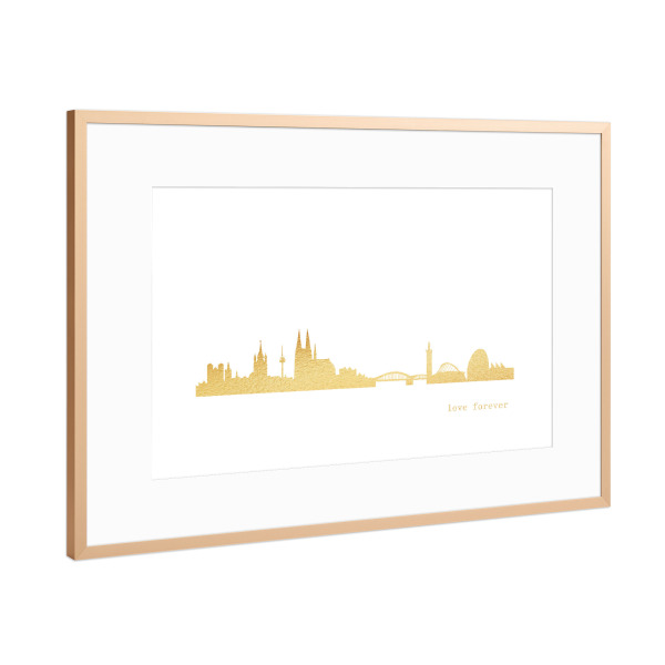 Poster mit Rahmen Kupfer "KÖLN GOLD Print Love" artboxONE - Städte,Städte / Köln,Reise,Architektur