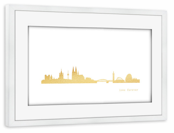 Poster mit Rahmen weiß "KÖLN GOLD Print Love" artboxONE - Städte,Städte / Köln,Reise,Architektur