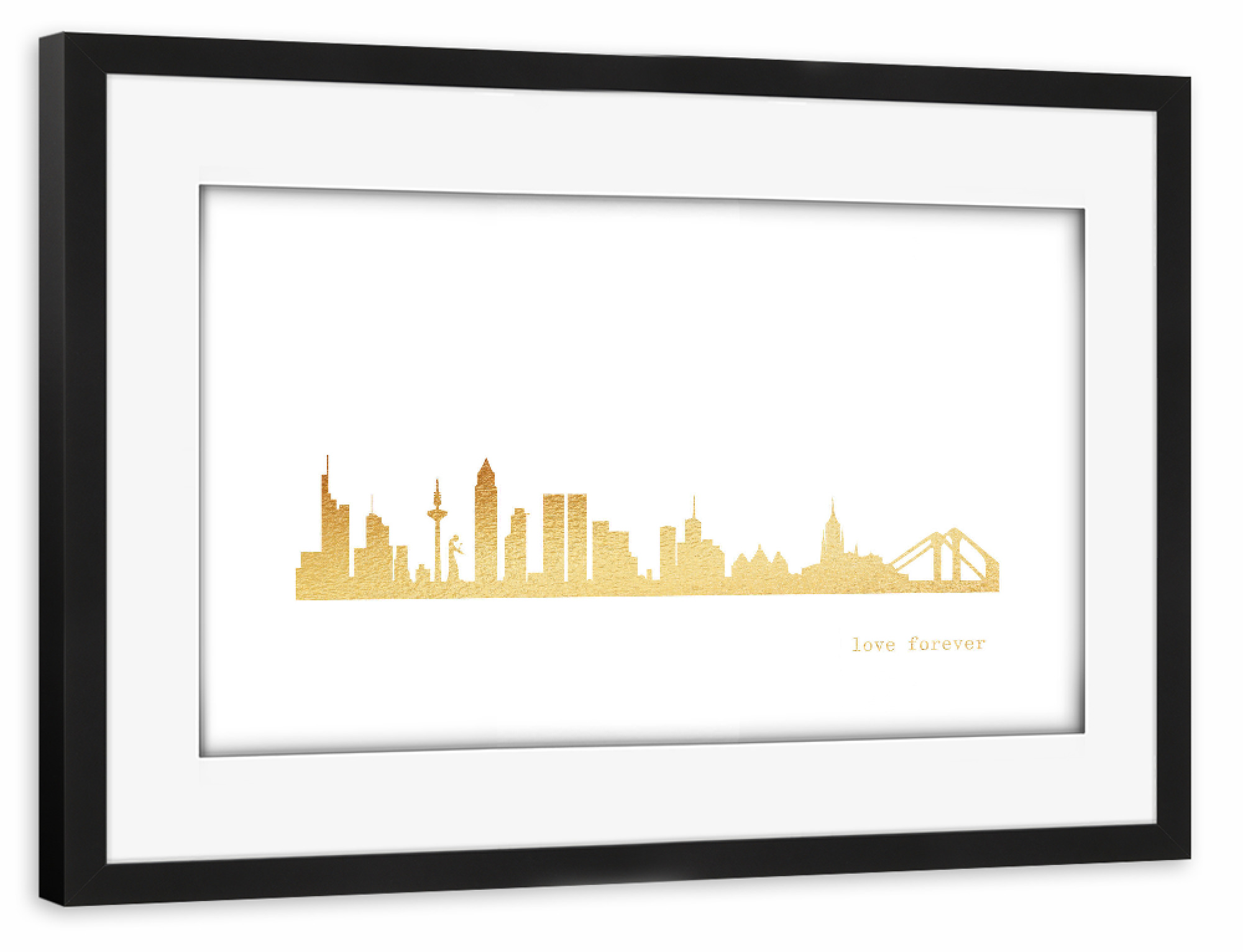 Poster mit Rahmen schwarz "FRANKFURT GOLD Print Love" artboxONE - Städte,Reise,Architektur,Städte / Frankfurt