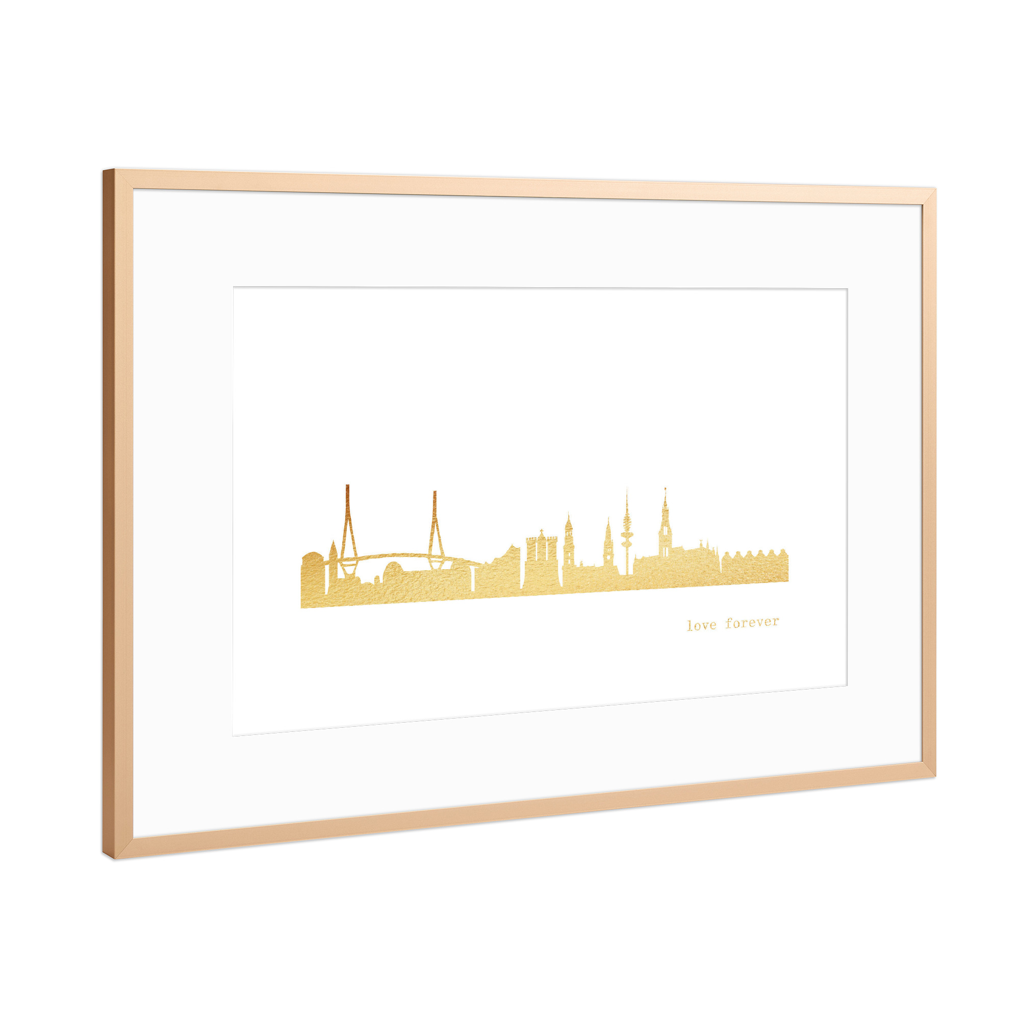 Poster mit Rahmen Kupfer "HAMBURG GOLD Print Love" artboxONE - Städte,Städte / Hamburg,Reise,Architektur