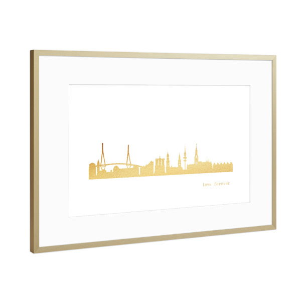 Poster mit Rahmen Gold "HAMBURG GOLD Print Love" artboxONE - Städte,Städte / Hamburg,Reise,Architektur