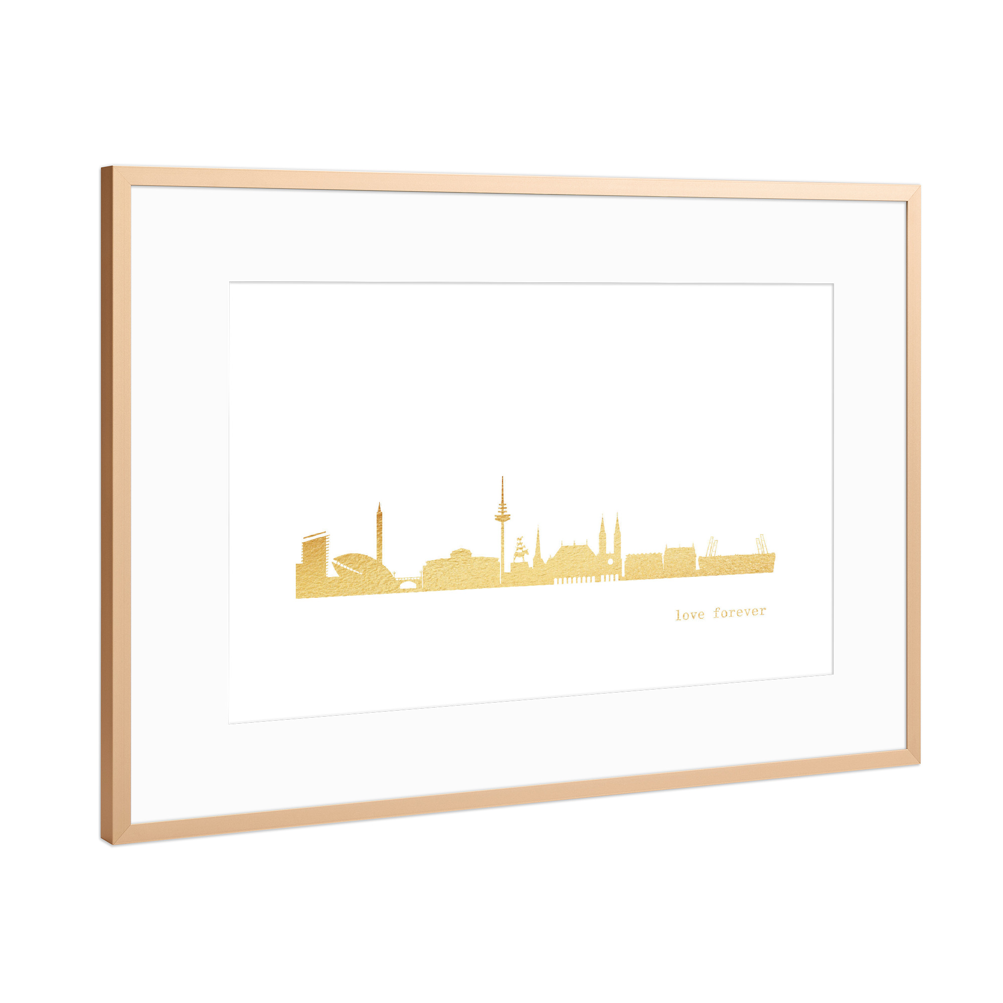 Poster mit Rahmen Kupfer "BREMEN GOLD Print Love" artboxONE - Städte,Reise,Architektur,Städte / Weitere