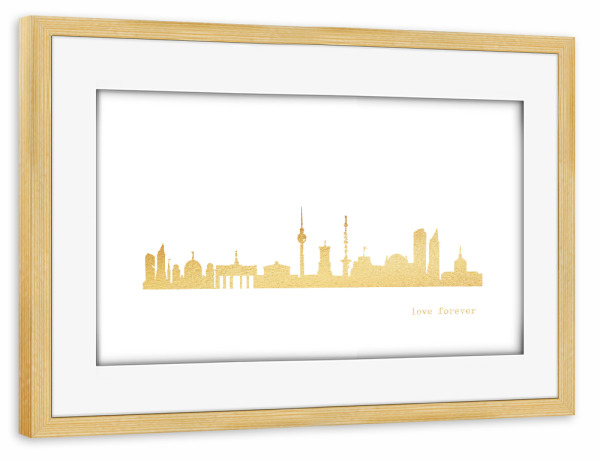 Poster mit Rahmen kiefer "BERLIN GOLD Print Love" artboxONE - Städte,Städte / Berlin,Reise,Architektur