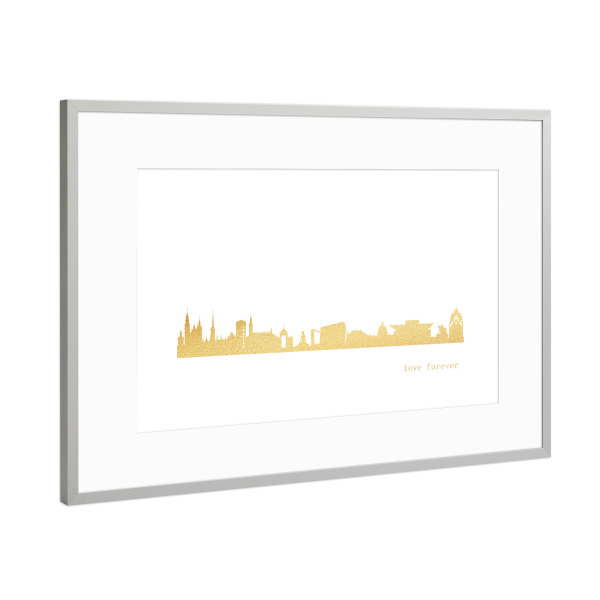 Poster mit Rahmen Silber "KOPENHAGEN GOLD Print Love" artboxONE - Städte,Reise,Architektur,Städte / København