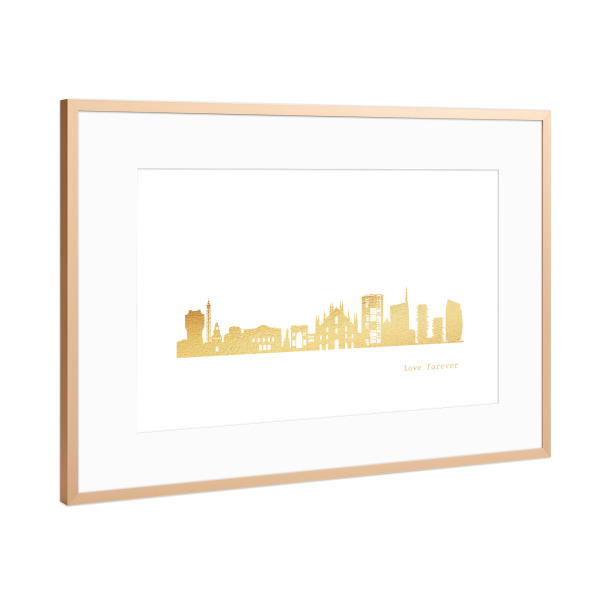 Poster mit Rahmen Kupfer "MAILAND GOLD Print Love" artboxONE - Städte,Reise,Architektur,Städte / Mailand